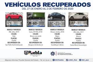 Localizan ocho vehículos involucrados en diversos delitos en Puebla