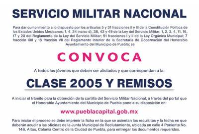 Nacidos en 2005, a sacar su Cartilla Militar