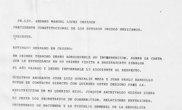 Esta es la carta de la mamá de El Chapo para AMLO