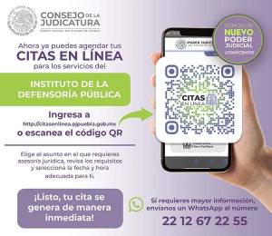 Poder Judicial de Puebla activa defensoría pública gratuita vía Whatsapp
