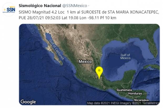 Sismo de 4.2 con epicentro en Xonacatepec, Puebla; evacúan hospitales y edificios