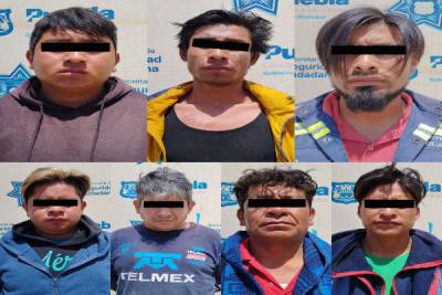 Detienen a siete sujetos por robar cerca de 230 kilos de cable telefónico en Puebla