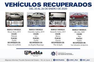 Localizan nueve vehículos con reporte de robo en Puebla