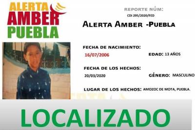 Localizan a menor que era buscado por Alerta Amber en Puebla