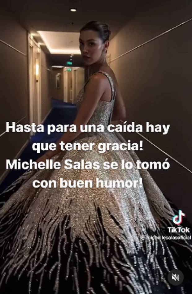Michelle Salas "presume" caída al lucir su vestido en Cannes