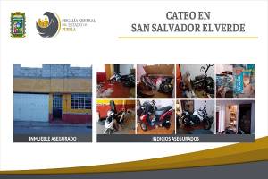 FGE realiza cateo en San Salvador El Verde; ubican 19 motos y mercancía robada