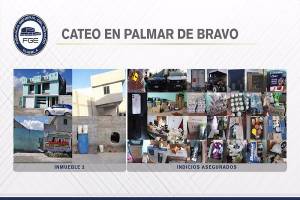 Vehículos robados, armas y diversa mercancía, lo hallado tras cateos en Palmar de Bravo