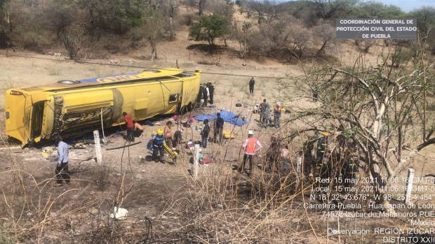 Están hospitalizados 11 heridos por accidente de autobús en la vía Acatlán-Izúcar de Matamoros