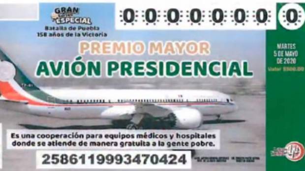 Presentan posible boleto para rifa de avión presidencial; sería el 5 de mayo