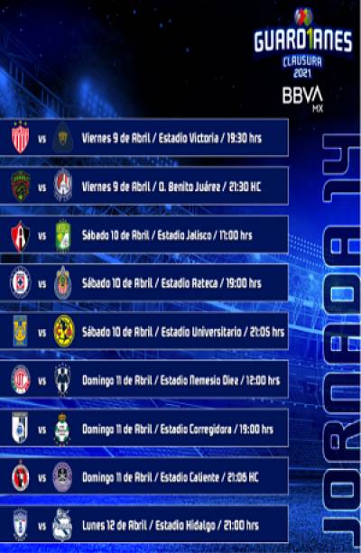 Liga MX: Así se jugará la Jornada 14 del #Guard1anes2021