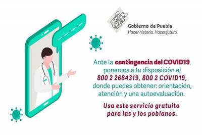 Gobierno de Puebla habilita call center para atender a pacientes con COVID-19