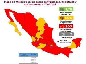 Coronavirus en México: 2 muertos y 203 casos