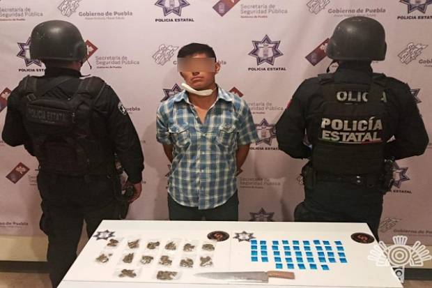 Integrante de &quot;Las Bestias&quot; fue asegurado en Puebla con 55 dosis de droga