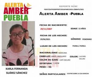 Activan Alerta Amber en Puebla para localizar a niña de 13 años