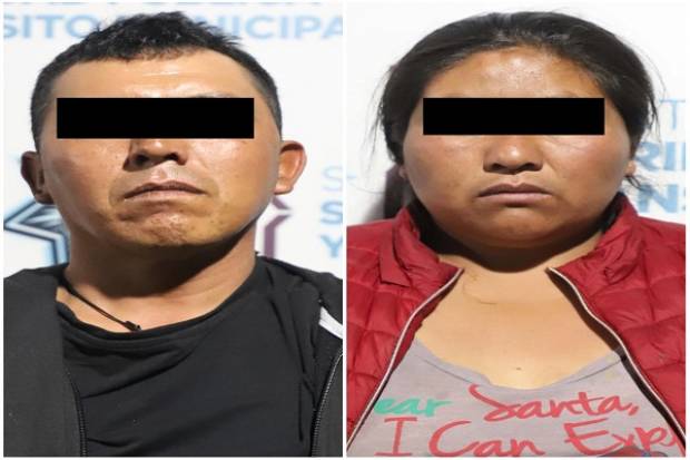 Pareja y menores de edad fueron capturados por asaltar a transeúnte en Puebla