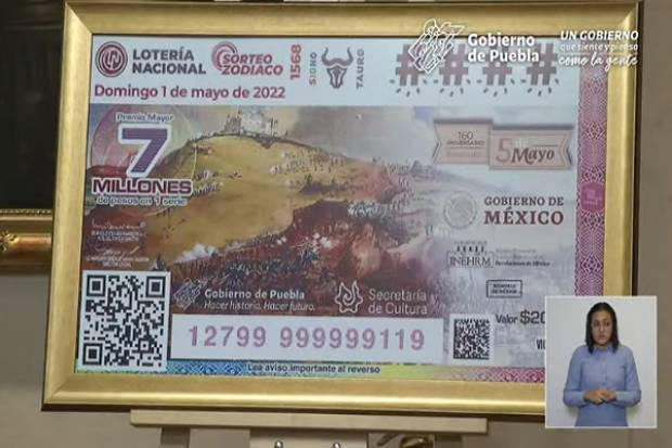 Presentan billete conmemorativo a la Batalla de Puebla de la Lotería Nacional