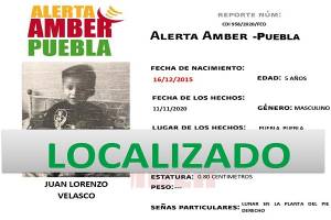 Localizan a menor de cinco años reportado como desaparecido en Puebla