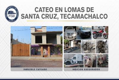 Fiscalía de Puebla halla vehículos robados tras cateo a inmueble en Tecamachalco