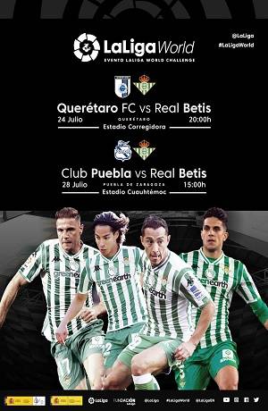 Betis alista viaje a México para enfrentar a Club Puebla y Querétaro