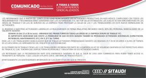 Audi reanuda producción el 22 de junio en planta de Puebla: sindicato