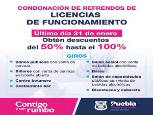 31 de enero, último día para condonación en licencias de funcionamiento: Ayuntamiento de Puebla