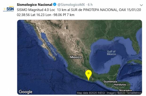 Registran 3 sismos en Oaxaca, uno ligeramente perceptible en Puebla