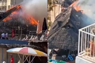 VIDEO: Se incendia palapa en El Rollo de Acapulco y alerta a vacacionistas
