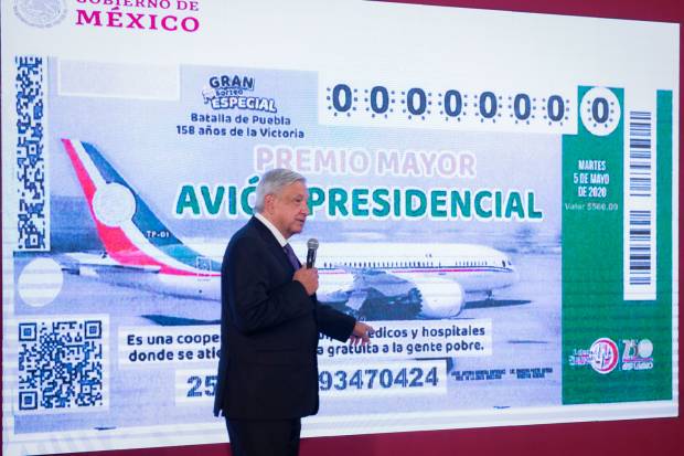 En pie, rifa equivalente al avión presidencial para el 15 de septiembre: AMLO