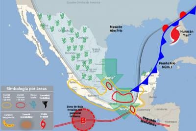 Frente número 1 deja masa fría y se pronostican lluvias en Puebla