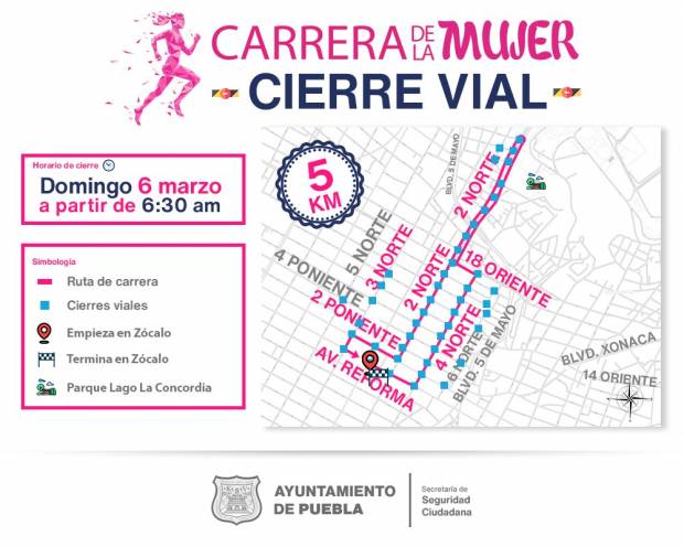 Aquí los cierres viales por la Carrera de la Mujer este domingo