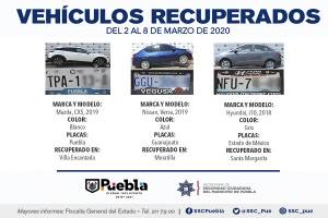SSC Puebla remitió 19 vehículos al MP por reporte de robo