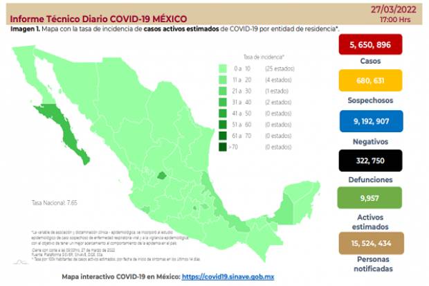 México reporta 15 decesos y 919 contagios de COVID-19 este domingo