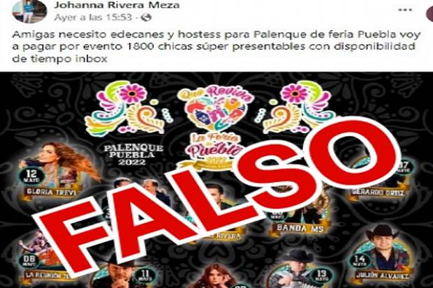 Alertan sobre falsas ofertas de trabajo para la Feria de Puebla