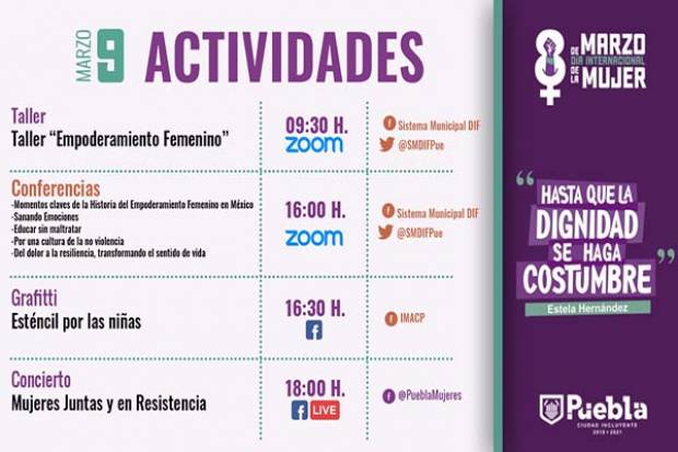 Así conmemorará el ayuntamiento de Puebla el Día Internacional de la Mujer