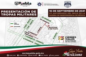 Cierres viales por la presentación de tropas de la XXV Zona Militar en Puebla