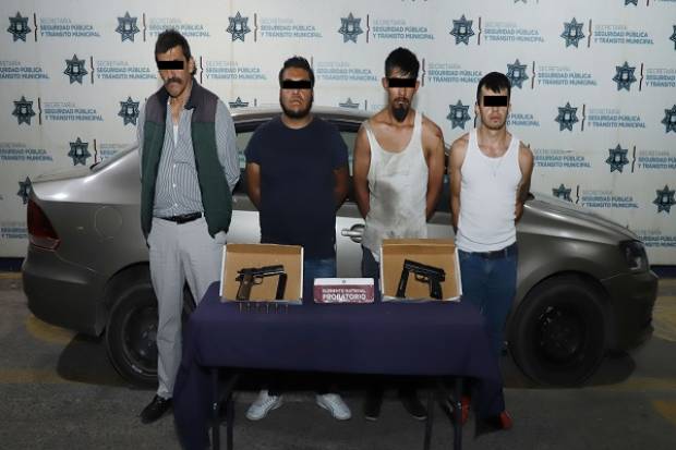 Policía de Puebla aseguró a cuatro asaltantes de gasolineras
