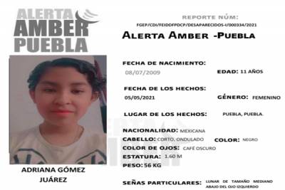 Activan Alerta Amber en Puebla para localizar a menor de 11 años