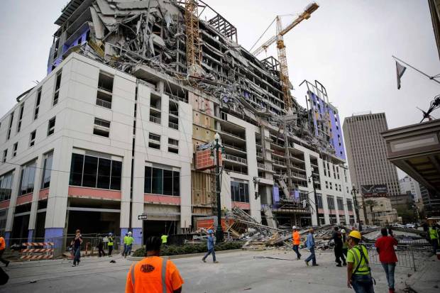 Colapsa Hard Rock en construcción en Nueva Orleans; un muerto