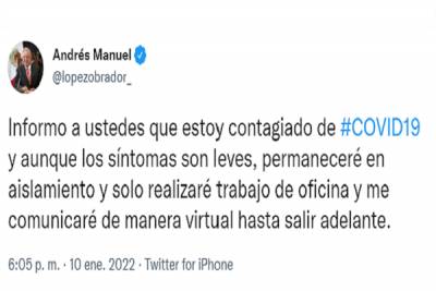 AMLO se contagia de COVID-19 por segunda ocasión