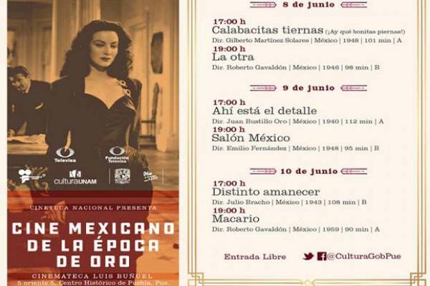Cultura programa proyección de películas del &quot;Cine Mexicano de la Época de Oro&quot;