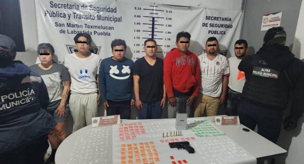 Siete sujetos son asegurados en Texmelucan con armas, drogas y vehículos robados