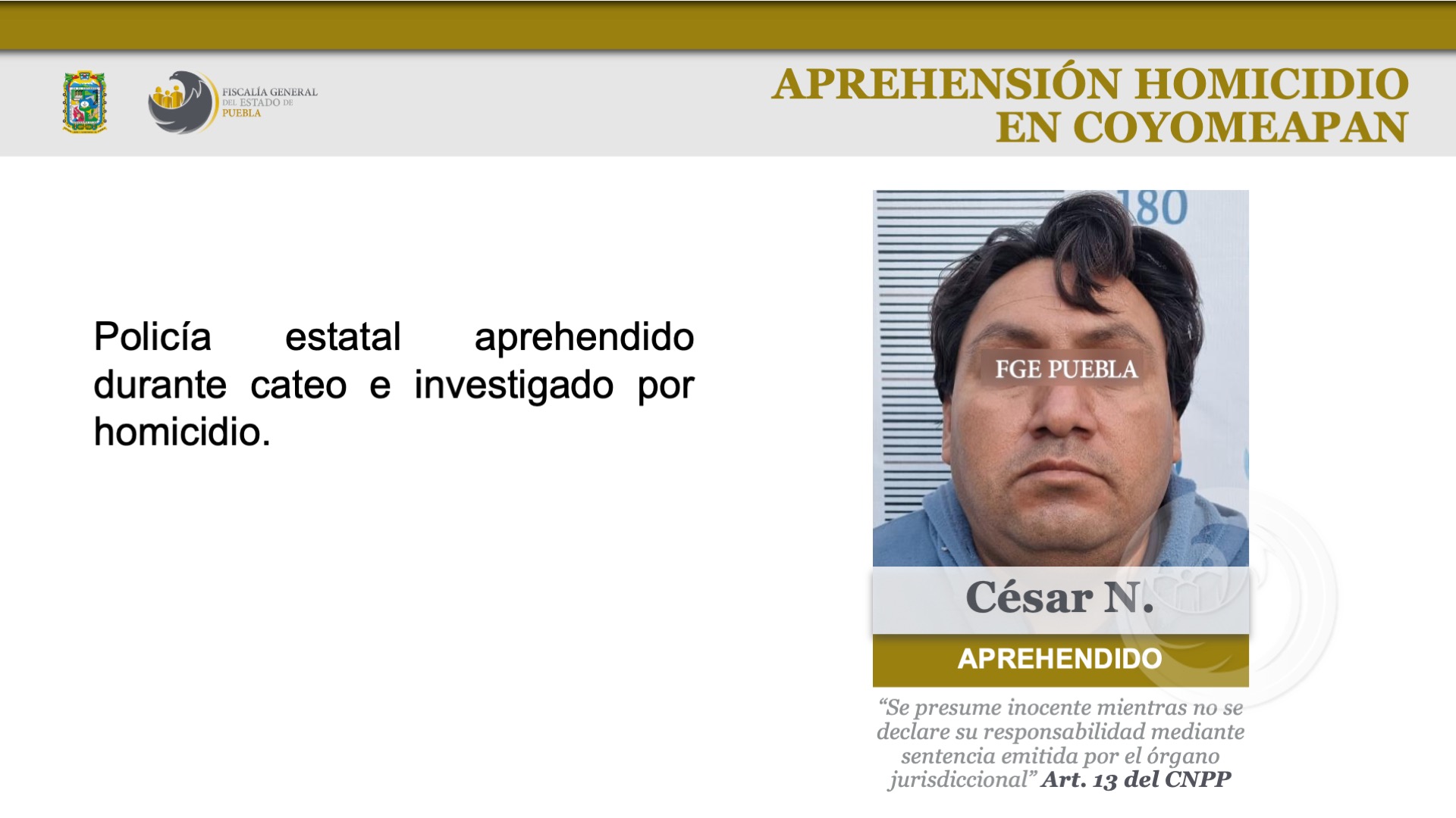 Detienen a ex policía implicado en triple homicidio en Coyomeapan