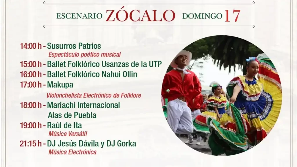 Cartelera de eventos por Fiestas Patrias en Puebla