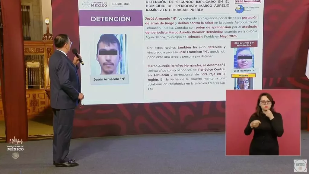 Resaltan en "mañanera" detención de implicado en homicidio de periodista en Tehuacán