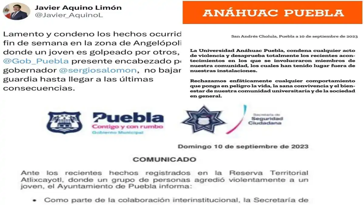 Autoridades y U. Anáhuac condenan golpiza a joven en la Estrella de Puebla