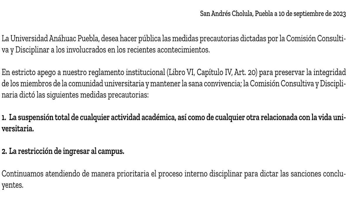 Suspende Universidad Anáhuac a agresores de joven en la Estrella de Puebla
