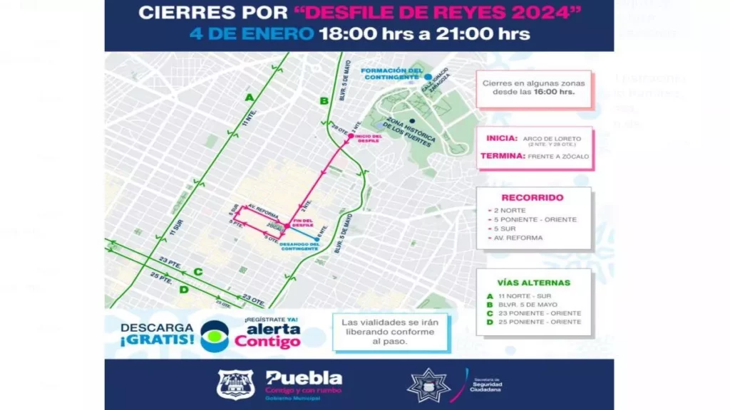 Conoce el recorrido del Desfile de Día de Reyes en Puebla