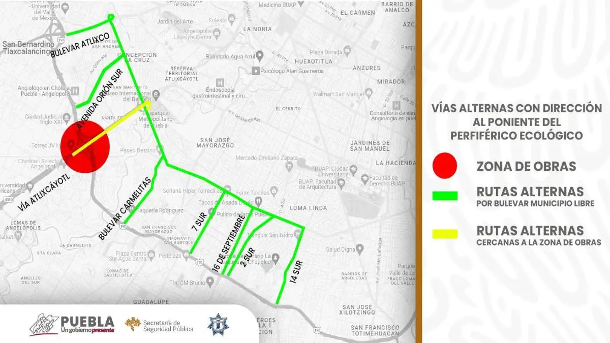 Cierran la lateral de la Vía Atlixcáyotl ¿Por dónde puedes circular ahora?