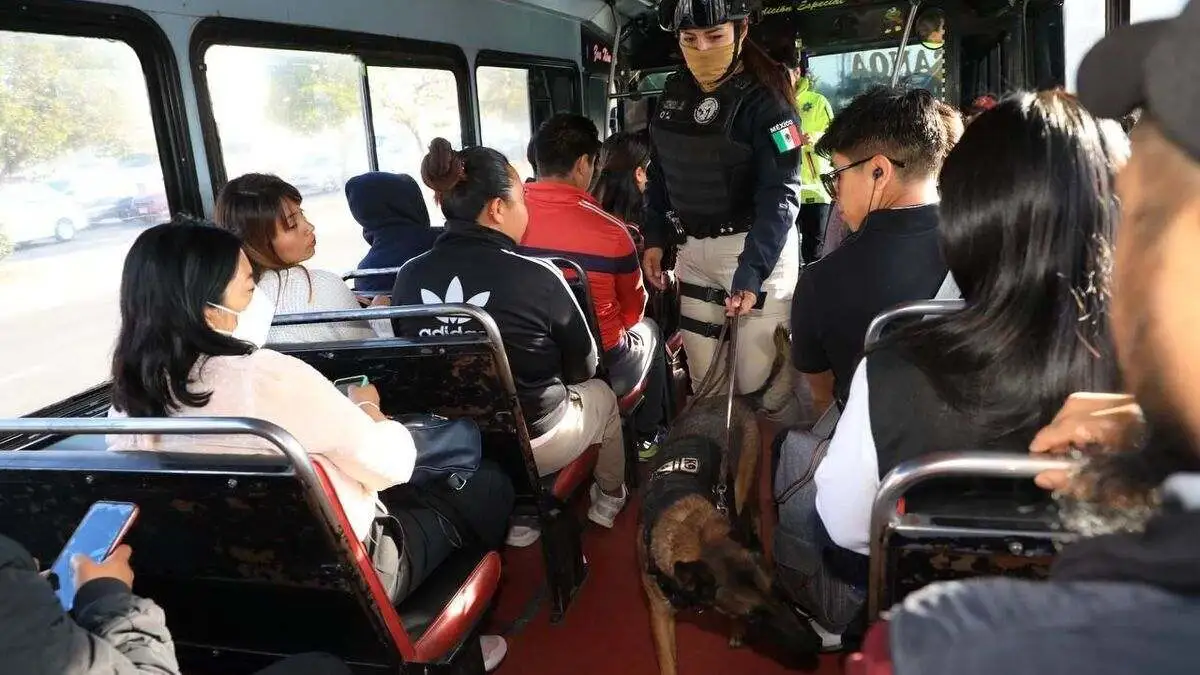 Operativos de seguridad en transporte público de Puebla capital