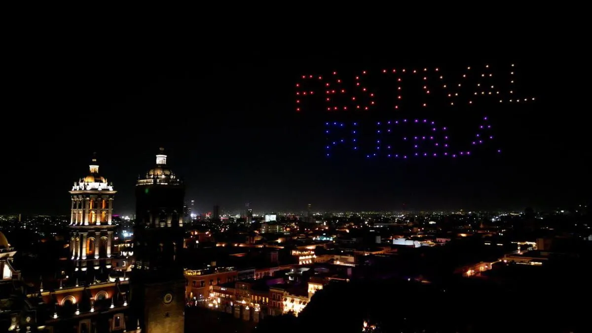 Así fue el show de drones por los 493 años de la fundación de Puebla